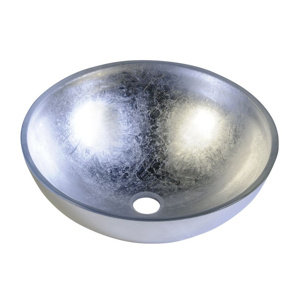 SAPHO - MURANO ARGENTO sklenené umývadlo na dosku, priemer 40cm, strieborne AL5318-52