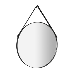SAPHO - ORBITER zrkadlo guľaté s popruhom, ø 60cm, čierna mat ORT060