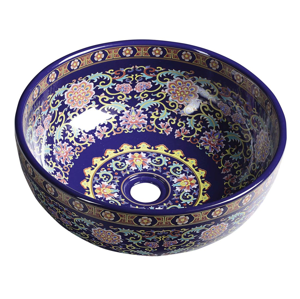 SAPHO - PRIORI keramické umývadlo, priemer 41 cm, fialová s ornamentami PI022
