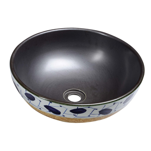 SAPHO - PRIORI keramické umývadlo, priemer 42cm,15cm, čierny/hnedý a modrý vzor (PI019)
