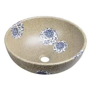 SAPHO - PRIORI keramické umývadlo, priemer 42cm,15cm, kameň s modrým vzorom (PI018)