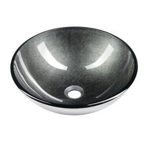 SAPHO - SKIN sklenené umývadlo priemer 42 cm, metalické šedá 2501-16