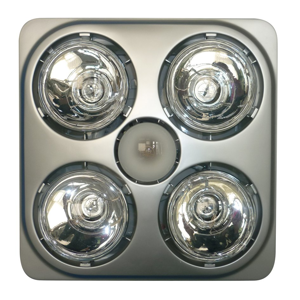 SAPHO - Stropný kúpeľňový infraohrievač s osvetlením a ventilátorom, 1240 W, strieborná (TC582)