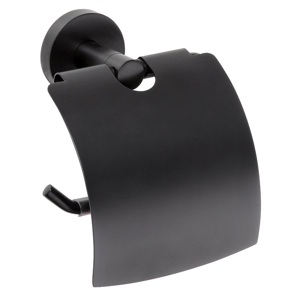 SAPHO - X-ROUND BLACK držiak toaletného papiera s krytom, čierný (104112010) (XB702)