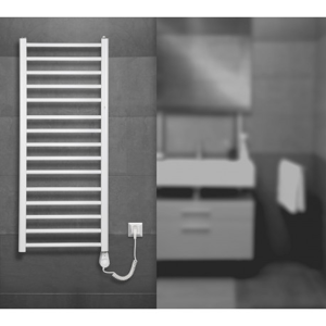 Set koupelnového radiátoru AMBRA R + topná tyč + sušák - 500 × 682 mm, výkon 288 W, Bílé (RADAMB507035)