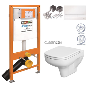 JOMOTech modul pro závěsné WC s bílou deskou + WC CERSANIT CLEANON COLOUR + SEDÁTKO (174-91100900-00 CN1)