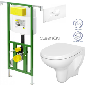 /SET/VIEGA - Eko PLUS modul do jadra WC čelnej ovládanie SET + ovládacie tlačidlo BIELE + WC CERSANIT ARTECO CLEAN ON + SEDADLO (V622176BI AT1)