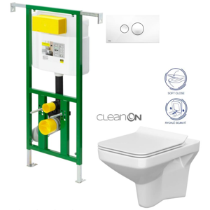 /SET/VIEGA - Eko PLUS modul do jadra WC čelnej ovládanie SET + ovládacie tlačidlo BIELE + WC CERSANIT COMO CLEAN ON + SEDADLO (V622176BI CO1)