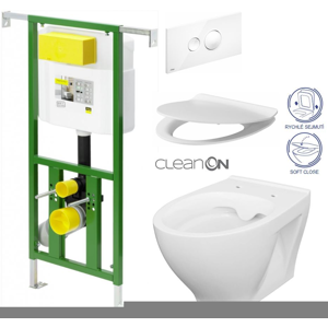 /SET/VIEGA - Eko PLUS modul do jadra WC čelnej ovládanie SET + ovládacie tlačidlo BIELE + WC CERSANIT MODUO CLEANON + SEDADLO (V622176BI MO1)