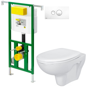 /SET/VIEGA - Eko PLUS modul do jadra WC čelnej ovládanie SET + ovládacie tlačidlo BIELE + WC CERSANIT PRESIDENT + SEDADLO (V622176BI PR1)