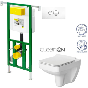 /SET/VIEGA - Eko PLUS modul do jadra WC čelnej ovládanie SET + ovládacie tlačidlo BIELE + WC CERSANIT SPLENDOUR CLEAN ON + SEDADLO (V622176BI SP1)