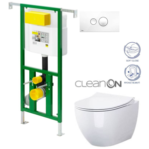 /SET/VIEGA - Eko PLUS modul do jadra WC čelnej ovládanie SET + ovládacie tlačidlo BIELE + WC CERSANIT URBAN HARMONY CLEAN ON + SEDADLO (V622176BI HA1)