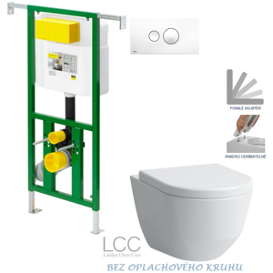 /SET/VIEGA - Eko PLUS modul do jadra WC čelnej ovládanie SET + ovládacie tlačidlo BIELE + WC LAUFEN PRO LCC ROMLESS + SEDADLO (V622176BI LP2)