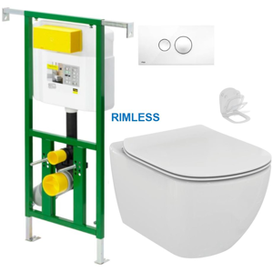 /SET/VIEGA - Eko PLUS modul do jadra WC čelnej ovládanie SET + ovládacie tlačidlo BIELE + WC TESI RIMLESS (V622176BI TE2)