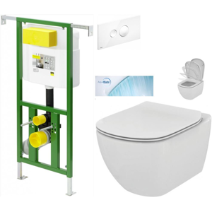 /SET/VIEGA - Eko PLUS modul do jadra WC čelnej ovládanie SET + ovládacie tlačidlo BIELE + WC TESI so sedadlom SoftClose, AquaBlade (V622176BI TE1)