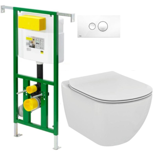 /SET/VIEGA - Eko PLUS modul do jadra WC čelnej ovládanie SET + ovládacie tlačidlo BIELE + WC TESI (V622176BI TE3)