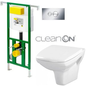 /SET/VIEGA - Eko PLUS modul do jadra WC čelnej ovládanie SET + ovládacie tlačidlo CHRÓM + WC CERSANIT CARINA CLEAN ON + SETÁTKO (V622176CR CA1)
