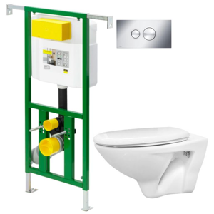 /SET/VIEGA - Eko PLUS modul do jadra WC čelnej ovládanie SET + ovládacie tlačidlo CHRÓM + WC CERSANIT MITO + SEDADLO (V622176CR MI1)