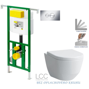 /SET/VIEGA - Eko PLUS modul do jadra WC čelnej ovládanie SET + ovládacie tlačidlo CHRÓM + WC LAUFEN PRO LCC RIMLESS + SEDADLO (V622176CR LP2)