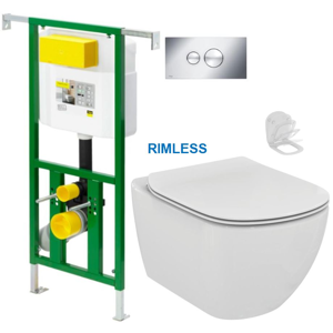 /SET/VIEGA - Eko PLUS modul do jadra WC čelnej ovládanie SET CHRÓM + ovládacie tlačidlo CHRÓM + WC TESI RIMLESS (V622176CR TE2)