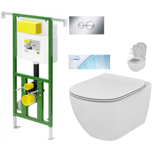 /SET/VIEGA - Eko PLUS modul do jadra WC čelnej ovládanie SET + ovládacie tlačidlo CHRÓM + WC TESI so sedadlom SoftClose, AquaBlade (V622176CR TE1)