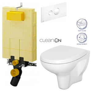 /SET/VIEGA - SET MONO modul WC čelné ovládanie + ovládacie tlačidlo BIELE + WC CERSANIT ARTECO CLEAN ON + SEDADLO (V606732BI AT1)