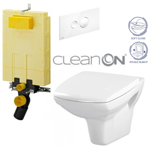 /SET/VIEGA - SET MONO modul WC čelné ovládanie + ovládacie tlačidlo BIELE + WC CERSANIT CARINA CLEAN ON + SEDADLO (V606732BI CA2)