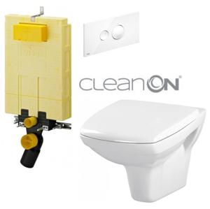 /SET/VIEGA - SET MONO modul WC čelné ovládanie + ovládacie tlačidlo BIELE + WC CERSANIT CARINA CLEAN ON + SEDÁTKA (V606732BI CA1)