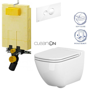 /SET/VIEGA - SET MONO modul WC čelné ovládanie + ovládacie tlačidlo BIELE + WC CERSANIT CASPIA CLEAN ON + SEDADLO (V606732BI CP1)