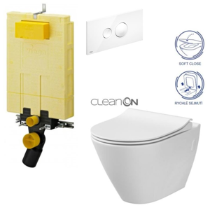 /SET/VIEGA - SET MONO modul WC čelné ovládanie + ovládacie tlačidlo BIELE + WC CERSANIT CITY CLEAN ON + SEDADLO (V606732BI CI1)