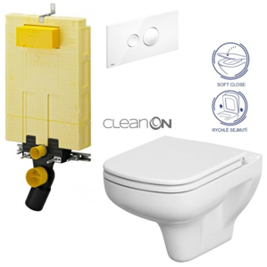 /SET/VIEGA - SET MONO modul WC čelné ovládanie + ovládacie tlačidlo BIELE + WC CERSANIT COLOUR CLEAN ON + SEDADLO (V606732BI CN1)