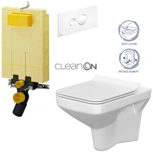 /SET/VIEGA - SET MONO modul WC čelné ovládanie + ovládacie tlačidlo BIELE + WC CERSANIT COMO CLEAN ON + SEDADLO (V606732BI CO1)