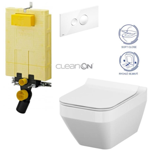/SET/VIEGA - SET MONO modul WC čelné ovládanie + ovládacie tlačidlo BIELE + WC CERSANIT CREA HRAN. CLEN ON + SEDADLO (V606732BI CR2)