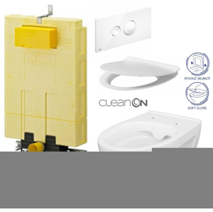 /SET/VIEGA - SET MONO modul WC čelné ovládanie + ovládacie tlačidlo BIELE + WC CERSANIT MODUO CLENON + SEDADLO (V606732BI MO1)