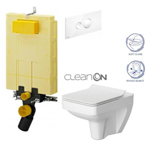 /SET/VIEGA - SET MONO modul WC čelné ovládanie + ovládacie tlačidlo BIELE + WC CERSANIT SPLENDOUR CLEAN ON + SEDÁTKA (V606732BI SP1)