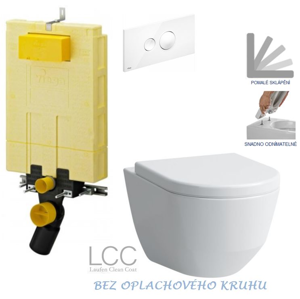 /SET/VIEGA - SET MONO modul WC čelné ovládanie + ovládacie tlačidlo BIELE + WC LAUFEN PRO LCC RIMLESS + SEDADLO (V606732BI LP2)
