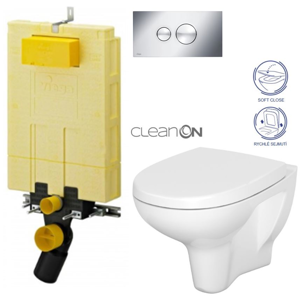 /SET/VIEGA - MONO modul WC čelné ovládanie + ovládacie tlačidlo CHRÓM + WC CERSANIT ARTECO CLEAN ON + SEDADLO (V606732CR AT1)