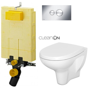 /SET/VIEGA - SET MONO modul WC čelné ovládanie + ovládacie tlačidlo CHRÓM + WC CERSANIT ARTECO CLEAN ON + SEDADLO (V606732CR AT2)