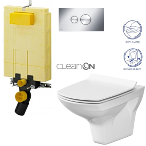/SET/VIEGA - MONO modul WC čelné ovládanie + ovládacie tlačidlo CHRÓM + WC CERSANIT CARINA CLEAN ON + SEDADLO (V606732CR Ca3)