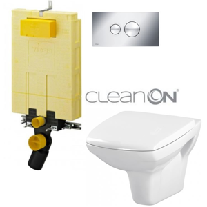 /SET/VIEGA - MONO modul WC čelné ovládanie + ovládacie tlačidlo CHRÓM + WC CERSANIT Caron CLEAN ON + SEDÁTKLA (V606732CR CA1)