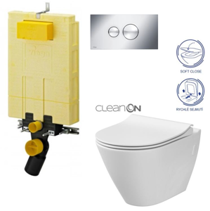 /SET/VIEGA - SET MONO modul WC čelné ovládanie + ovládacie tlačidlo CHRÓM + WC CERSANIT CITY CLEAN ON + SEDADLO (V606732CR CI1)