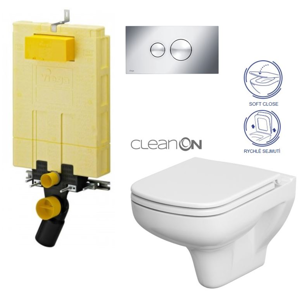 /SET/VIEGA - SET MONO modul WC čelné ovládanie + ovládacie tlačidlo CHRÓM + WC CERSANIT COLOUR CLEAN ON + SEDADLO (V606732CR CN1)