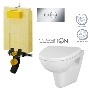 /SET/VIEGA - SET MONO modul WC čelné ovládanie + ovládacie tlačidlo CHRÓM + WC CERSANIT Parva CLEAN ON + SEDADLO (V606732CR PA1)