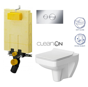 /SET/VIEGA - SET MONO modul WC čelné ovládanie + ovládacie tlačidlo CHRÓM + WC CERSANIT SPLENDOUR CLEAN ON + SEDADLO (V606732CR SP1)