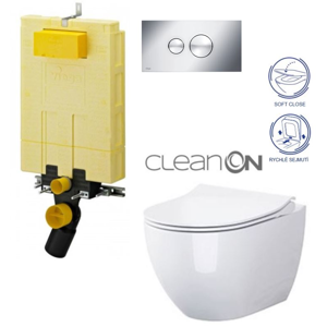 /SET/VIEGA - SET MONO modul WC čelné ovládanie + ovládacie tlačidlo CHRÓM + WC CERSANIT URBAN HARMONY CLEAN ON + SEDADLO (V606732CR HA1)