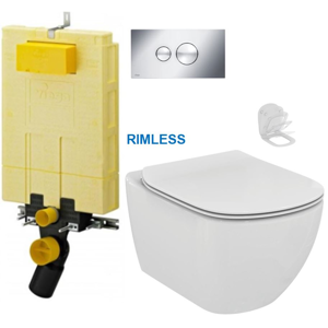 /SET/VIEGA - MONO modul WC čelné ovládanie + ovládacie tlačidlo CHRÓM + WC TESI RIMLESS (V606732CR TE2)