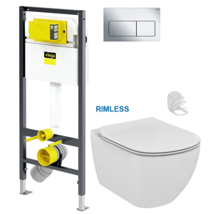 VIEGA Presvista modul DRY pre WC vrátane tlačidla Life5 CHROM + WC Ideal Standard Tesi se sedlem RIMLESS V771973 LIFE5CR TE2