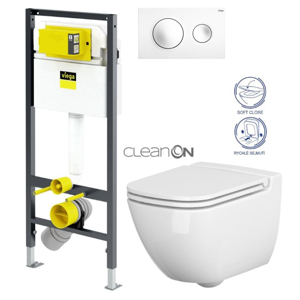 VIEGA Presvista modul DRY pre WC vrátane tlačidla Style 20 bielej + WC CERSANIT CLEANON CASPIA + SEDADLO V771973 STYLE20BI CP1