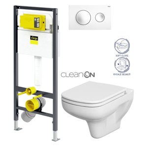 VIEGA Presvista modul DRY pre WC vrátane tlačidla Style 20 bielej + WC CERSANIT CLEANON COLOUR + SEDADLO V771973 STYLE20BI CN1