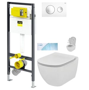 VIEGA Presvista modul DRY pre WC vrátane tlačidla Style 20 bielej + WC Ideal Standard Tesi so sedadlom SoftClose, AquaBlade V771973 STYLE20BI TE1